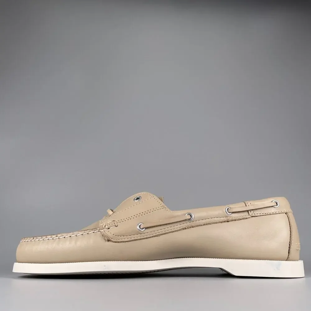 G.H. Bass & Co Men's Size 11 M Cream Leather 2 Eye Moc Toe Boat Shoes Casual EUC